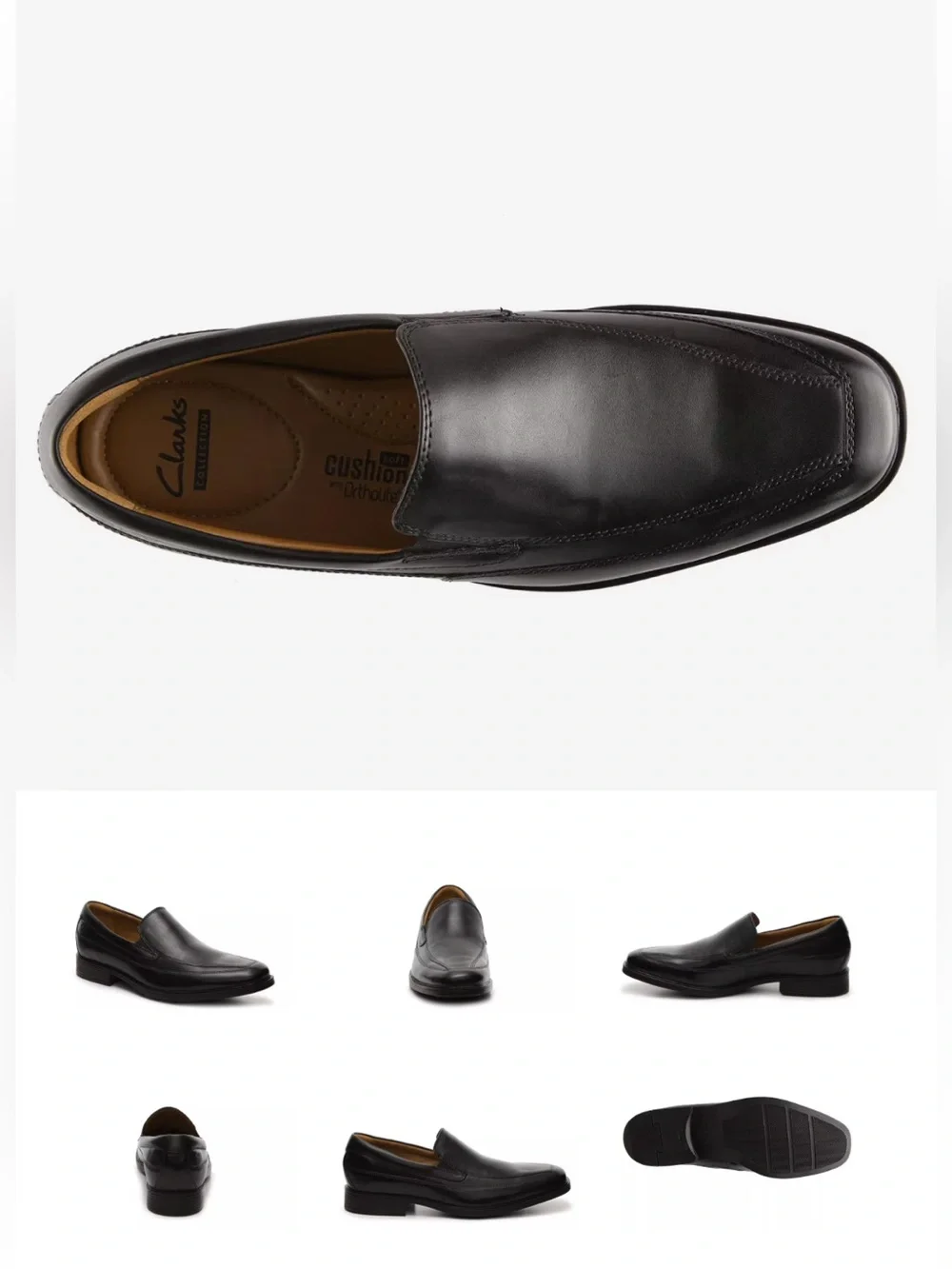Clarks Black Leather Slip-On Loafer